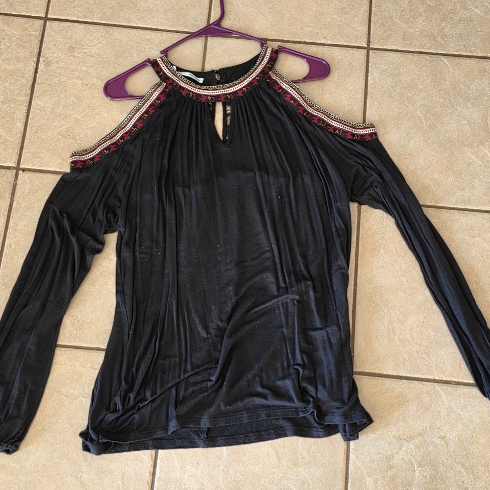 Maurices XL Elegant Black Cold Shoulder Top